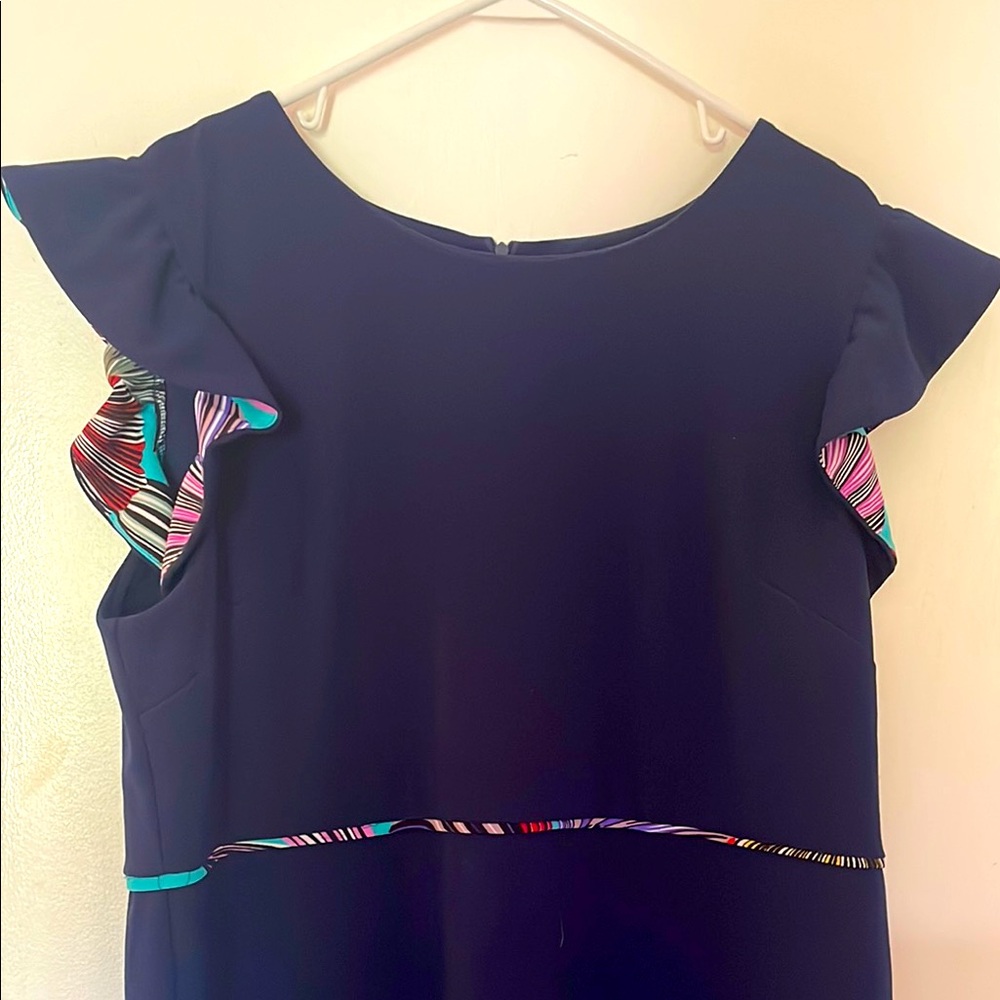 Phase Seven Navy Dress with Colorful Stripes